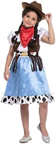 أزياء Spooktacular Creations الزرقاء لراعية البقر، ملابس راعية البقر اللطيفة للفتيات في حفلة الهالوين ولعب الأدوار in Saudi Arabia