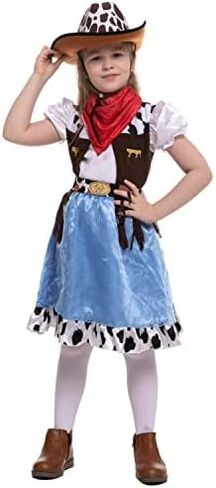 أزياء Spooktacular Creations الزرقاء لراعية البقر، ملابس راعية البقر اللطيفة للفتيات في حفلة الهالوين ولعب الأدوار in Saudi Arabia