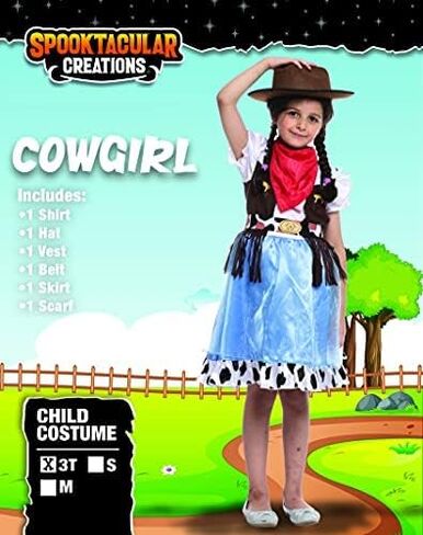 أزياء Spooktacular Creations الزرقاء لراعية البقر، ملابس راعية البقر اللطيفة للفتيات في حفلة الهالوين ولعب الأدوار in Saudi Arabia