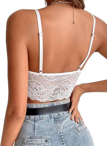 Lilosy Sexy Wirefree Floral Lace Crop Cami Tank Lingerie in Saudi Arabia