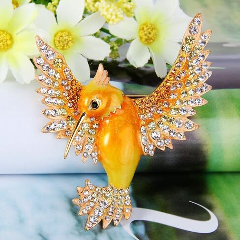 EVER FAITH Women's Austrian Crystal Enamel Lovely Bird Animal Brooch Gold-Tone in Saudi Arabia