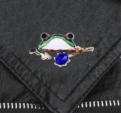 Crystal Frog Brooch Pin Rhinestone Frog Brooch Lapel Pin Frog Branch Enamel Pin Vintage Sparkling Frog Jewelry Pin for Woman Lady Girls Cute Pin, Metal, no gemstone in Kuwait