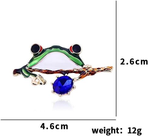 Crystal Frog Brooch Pin Rhinestone Frog Brooch Lapel Pin Frog Branch Enamel Pin Vintage Sparkling Frog Jewelry Pin for Woman Lady Girls Cute Pin, Metal, no gemstone in Kuwait