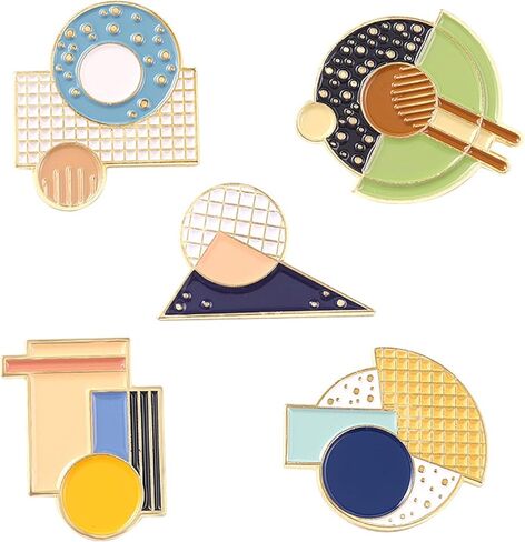 مجموعة دبابيس بروش هندسية مطلية بالمينا مجموعة دائرية مستطيلة الشكل مزيج من دبابيس التلبيب التبعي لحقائب الظهر شارات القبعات حقائب للنساء والفتيات والأطفال هدية in Kuwait