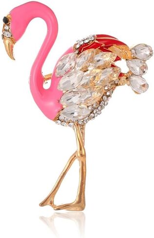 Cute Crystal Flamingo Brooches Pins , Pink Animal Brooches Pins,Cute Pink Dird Brooches Pins,Suit Stud, Shirt Studs, Lapel Pin for women for men，Dainty Christmas Wedding Birthday Holiday Jewelry Unisex Gifts in Saudi Arabia
