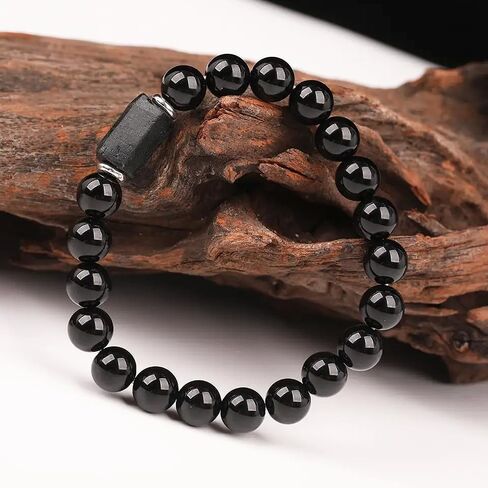 Handmade Black Tourmaline Bracelet, Black Agate Beads, Protection Bracelet, Men's and Women's Jewelry in Saudi Arabia