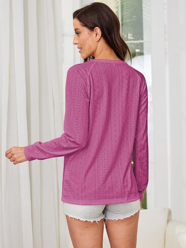 Lylinan Womens Tops 2023 Long Sleeve Shirts Crewneck Tunics for Women Fall Fashion Clothes Casual Trendy Blouses in Kuwait