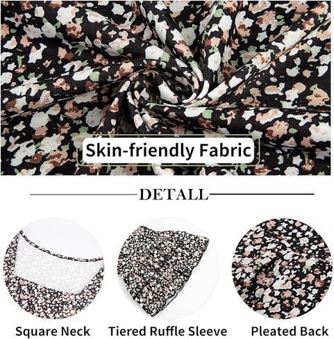 LURANEE Womens Square Neck 3/4 Bell Sleeve Tops Tiered Ruffle Sleeve Summer Shirts Dressy Business Casual Loose Tunic Blouse in Kuwait