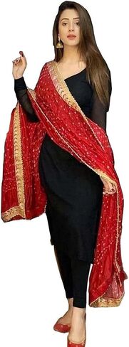 Paru Fabrics Women's Rayon Regular Kurta With Pant & Dupatta Set in Saudi Arabia