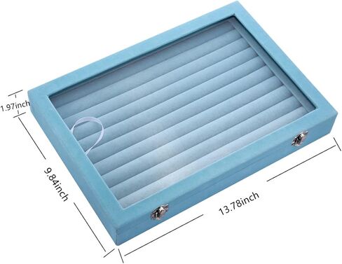 Boewillالزجاج المخملي 100 خواتم منظم مجوهرات خاتم عرض موقف صندوق تخزين أقراط خاتم صندوق مجوهرات حامل حلقة (السماء الزرقاء) in Kuwait