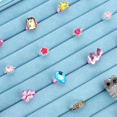 Boewillالزجاج المخملي 100 خواتم منظم مجوهرات خاتم عرض موقف صندوق تخزين أقراط خاتم صندوق مجوهرات حامل حلقة (السماء الزرقاء) in Kuwait