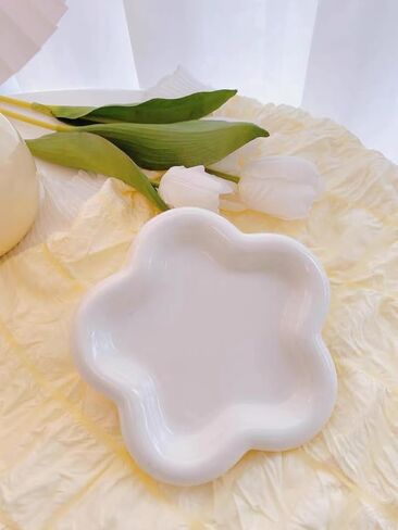 Chubby Flower Jewelry Tray, Cute Cloud Trinket Dish, Jewelry Dish Trinket Tray, Ring Dish Holder, Flower Ceramic Plate,Matte Crème in Saudi Arabia