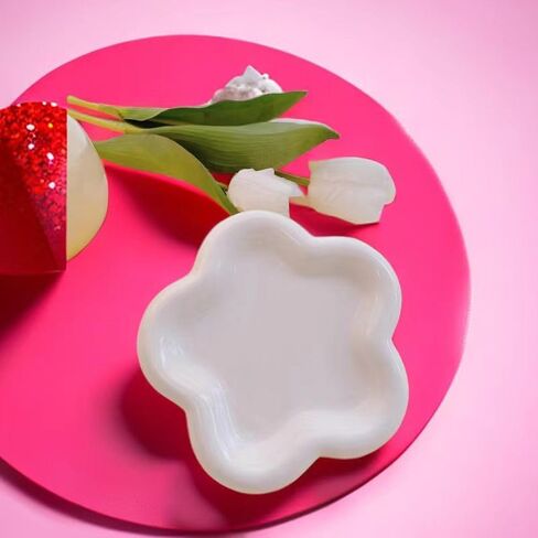 Chubby Flower Jewelry Tray, Cute Cloud Trinket Dish, Jewelry Dish Trinket Tray, Ring Dish Holder, Flower Ceramic Plate,Matte Crème in Saudi Arabia