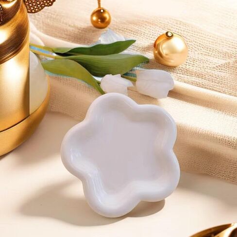Chubby Flower Jewelry Tray, Cute Cloud Trinket Dish, Jewelry Dish Trinket Tray, Ring Dish Holder, Flower Ceramic Plate,Matte Crème in Saudi Arabia