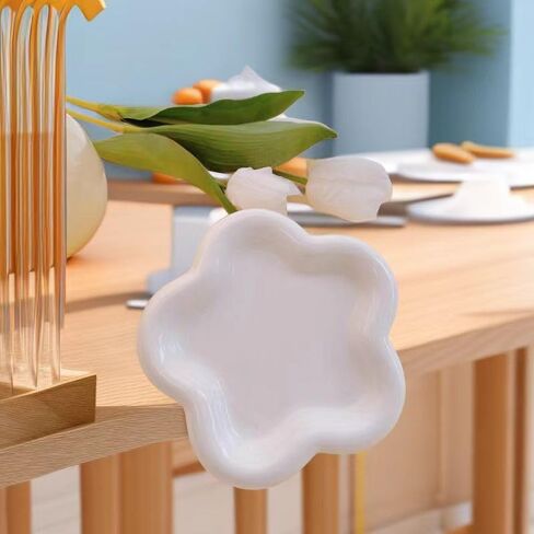 Chubby Flower Jewelry Tray, Cute Cloud Trinket Dish, Jewelry Dish Trinket Tray, Ring Dish Holder, Flower Ceramic Plate,Matte Crème in Saudi Arabia