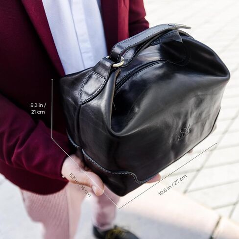Time Resistance Leather Toiletry Bag Dopp Bag for Men and Women Real Leather Cosmetic Case in Saudi Arabia