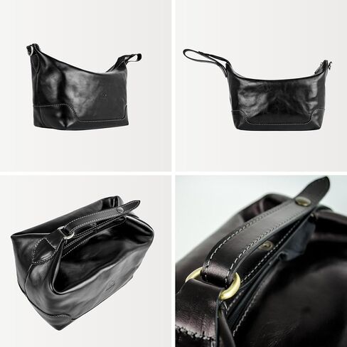 Time Resistance Leather Toiletry Bag Dopp Bag for Men and Women Real Leather Cosmetic Case in Saudi Arabia