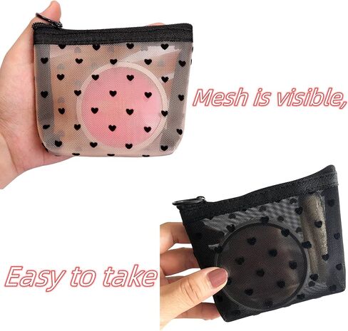 VEDO SHIPIN Zipper Mesh Makeup Bags, Mini Makeup Bag, Portable Small Makeup Bags, Travel Pocket Cosmetic Bag Small Makeup Pouch for Women in Saudi Arabia