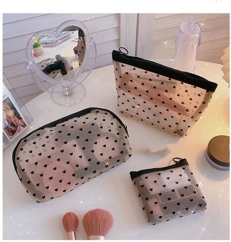 VEDO SHIPIN Zipper Mesh Makeup Bags, Mini Makeup Bag, Portable Small Makeup Bags, Travel Pocket Cosmetic Bag Small Makeup Pouch for Women in Saudi Arabia