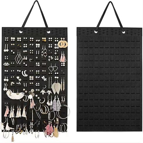 JIUMO Hanging Earrings Organizer, Earring Hanger Wall Mount for Earrings, Pierced Earring Holder, Earring Storage, Earring Hanging Organizer for Women or Girls -Black, 1 Pack in Kuwait