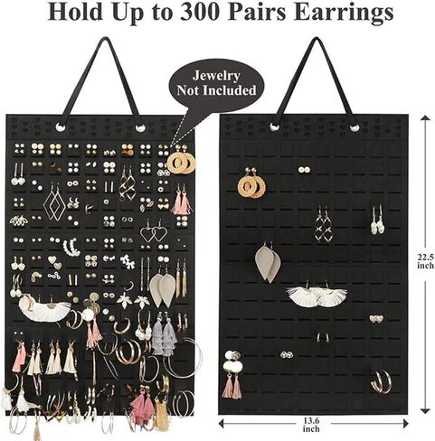 JIUMO Hanging Earrings Organizer, Earring Hanger Wall Mount for Earrings, Pierced Earring Holder, Earring Storage, Earring Hanging Organizer for Women or Girls -Black, 1 Pack in Kuwait
