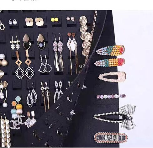 JIUMO Hanging Earrings Organizer, Earring Hanger Wall Mount for Earrings, Pierced Earring Holder, Earring Storage, Earring Hanging Organizer for Women or Girls -Black, 1 Pack in Kuwait