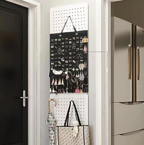 JIUMO Hanging Earrings Organizer, Earring Hanger Wall Mount for Earrings, Pierced Earring Holder, Earring Storage, Earring Hanging Organizer for Women or Girls -Black, 1 Pack in Kuwait