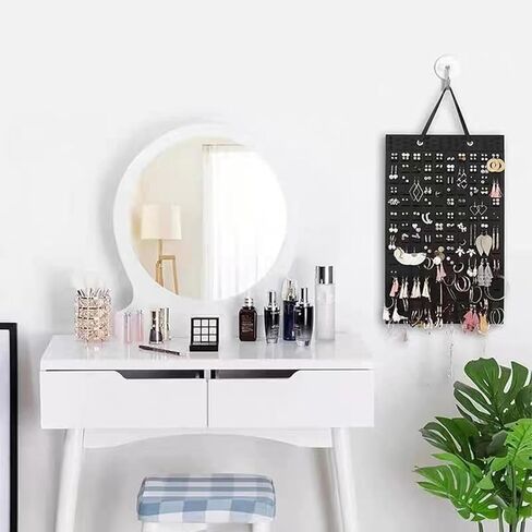 JIUMO Hanging Earrings Organizer, Earring Hanger Wall Mount for Earrings, Pierced Earring Holder, Earring Storage, Earring Hanging Organizer for Women or Girls -Black, 1 Pack in Kuwait