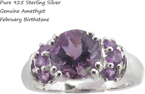 KOKAV 925 Sterling Silver Genuine Amethyst 2-1/20 Ct Statement Ring in Saudi Arabia