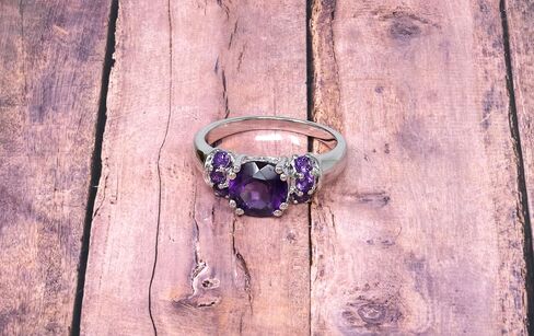 KOKAV 925 Sterling Silver Genuine Amethyst 2-1/20 Ct Statement Ring in Saudi Arabia