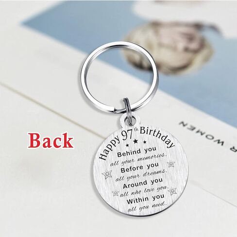 ABNTY 97th Birthday Gifts for Women Men, 97 Year Old Birthday Keychain, Born in 1926 Gifts, 1926 Birthday Decorations, Silver, M in Kuwait