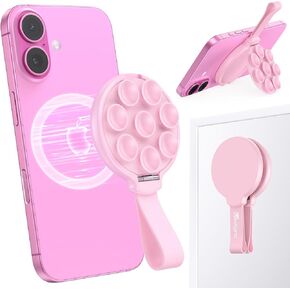 Magnetic Suction Phone Mount for MagSafe Case, Silicone Suction Cup Stand Grip Holder, Designed for iPhone 16 Pro Max/15/14/13/12 Series, Hands-Free Selfie/Video for Content Creator/Influencer, Black
