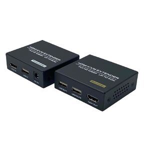 HDMI KVM USB Extender, 1080P@60Hz HDMI Extender Over Cat5e/6 Transmit Video 50m(165ft) for Mouse and Keyboard Control Remote Signals, with Loop Out Function