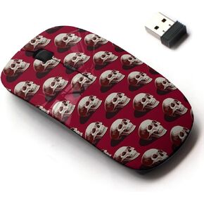 2.4G Wireless Mouse with Cute Pattern Design for All Laptops and Desktops with Nano Receiver - Halloween Skulls