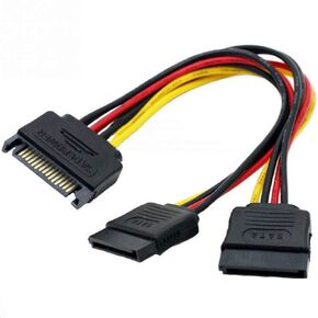 ANRANK عالي السرعة SATA Power 15-pin ذكر إلى ثنائي 15-pin أنثى Y-Splitter مهائي كابلات للقرص الصلب HDD