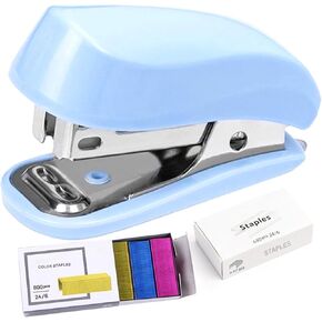 Stapler, Stapler with Staples, Staple Remover, Staplers for Desk, Mini Stapler, Staples Standard, Small Stapler, Cute Stapler with 1280pcs Staples for Office and School Supplies(Blue&Pink)