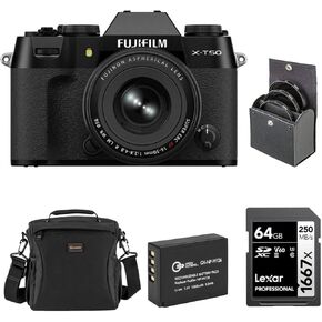 كاميرا Fujifilm X-T50 بدون مرآة مع عدسة XF 16-50 مم f/2.8-4.8 R LM WR، سوداء، حزمة مع بطارية ليثيوم أيون، وبطاقة ذاكرة SDXC سعة 64 جيجابايت ومجموعة فلتر 58 مم in Kuwait