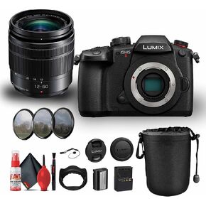 Panasonic Lumix GH5 II Mirrorless Camera with 12-60mm f/3.5-5.6 Lens (DC-GH5M2K) Bundle Including: Lens Pouch, 3-Piece Filter Kit, Battery, Battery Charger, Full Cleaning Kit, More Accessories