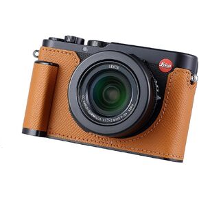 Camera Half Case for Leica D-LUX 8, Vintage Metal Genuine Leather Instant Camera Protective Cases Stylish Portable Shockproof (Black) in Kuwait