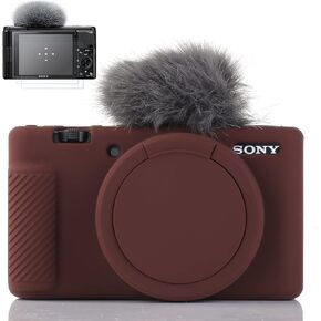 Pocoukate Camera Case for Sony ZV-1, ZV1 Camera Case Digital Camera Anti-Scratch Slim Fit Soft DSLR Camera Sleeve with Tempered Glass Protective Screen Protector for Sony ZV-1 - Lilac