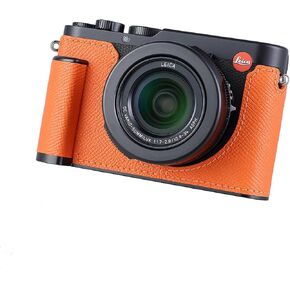 Camera Half Case for Leica D-LUX 8, Vintage Metal Genuine Leather Instant Camera Protective Cases Stylish Portable Shockproof (Black)