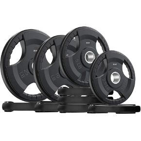 SPART Weight Plate 2-Inch Rubber Coated Olympic Grip Plate for Barbell,Solid Cast Iron Weight Plates in Pairs or Single for Strength Training,Weightlifting,Crossfit,Home Gym(5LB/10LB/25LB/35LB/45LB)