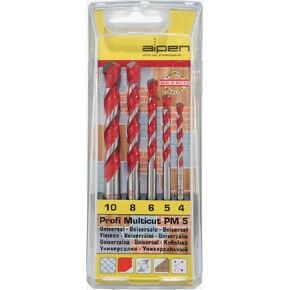 Alpen 100705100 Tungsten Carbide Multi Purpose Drill Bits "Profi Multicut" Pm 4-5-6-8-10mm 5 Pcs