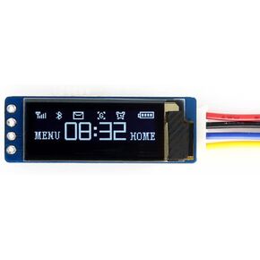 Waveshare 0.91inch OLED Display Module 128x32 Pixels with Embedded Controller Communicating via I2C Compatible with Raspberry Pi/Jetson Nano/STM32