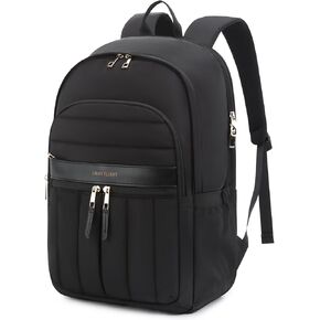 LIGHT FLIGHT Backpack for Women, 15.6 Inch Puffy Laptop Backpack with USB Hole, Water Resistant Bookbag College Backpack, Lightweight Quilted Backpack for Women-Champagne