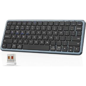 2.4G Wireless Keyboard, Ultra Slim Dual Bluetooth Keyboard with Media Hotkeys for Mac/iPad/iPhone/Computer/PC/Desktop/Laptop/Surface and Apple/Windows/Android Rechargeable, Grey