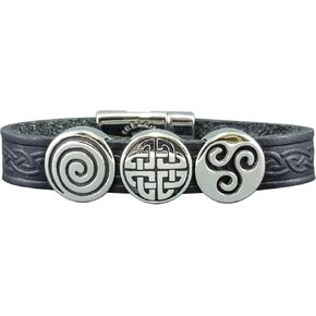 Biddy Murphy Celtic Leather Bracelet Irish Charms Brown 7 1/2 Inches Made in Ireland