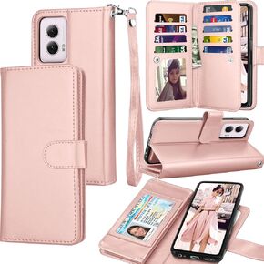 Tekcoo Wallet Case for Motorola Moto G Power 5G | 2024 Only | XT2415, PU Leather ID Cash Credit Card Slots Holder Carrying Pouch Folio Flip Cover [Detachable Magnetic Hard Cases] Lanyard - Black
