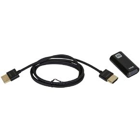 مجموعة Monoprice HDMI إلى VGA - مع كابل HDMI فائق النحافة، 0.9 بوصة × 0.5 بوصة × 1.7 بوصة (23 × 12 × 42 مم)، كمبيوتر محمول، سطح المكتب، الكمبيوتر الشخصي، ماك
