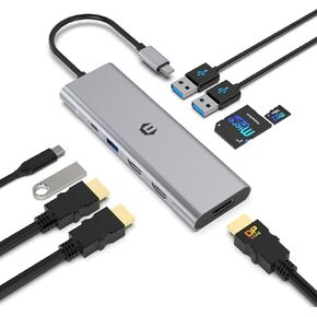 USB C Docking Station, QIYO USB C Hub with Dual 4K HDMI, DisplayPort, 95W PD, USB 3.0 Ports, and SD/TF Card Reader for USB C Devices and Thunderbolt 3/4 Laptops